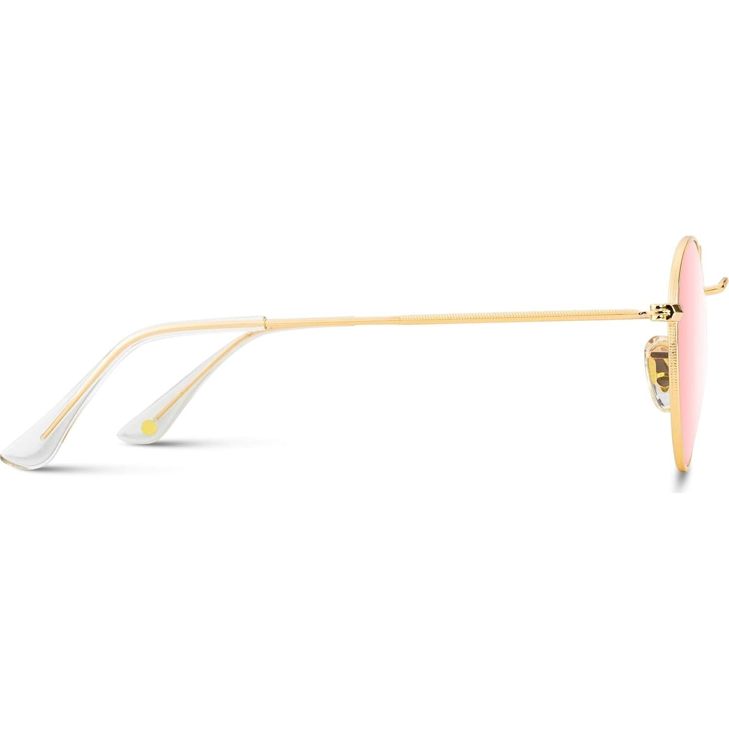 WearMe Pro - Gafas de sol redondas doradas con lentes rosa