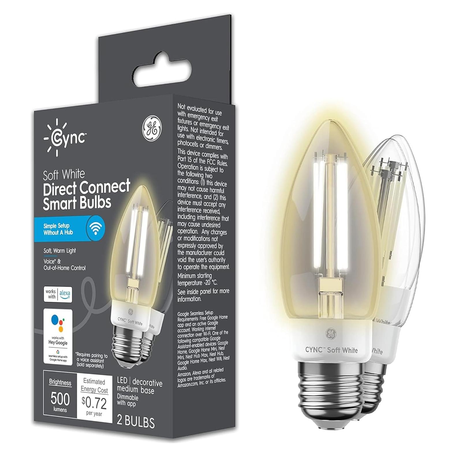 Bombilla LED Inteligente Cync B11 6W Blanco Suave (Paquete de 2)