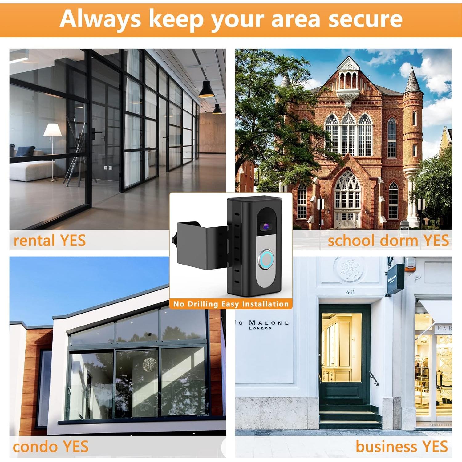 Soporte para Timbre de Video QIBOX a Prueba de Robo Negro