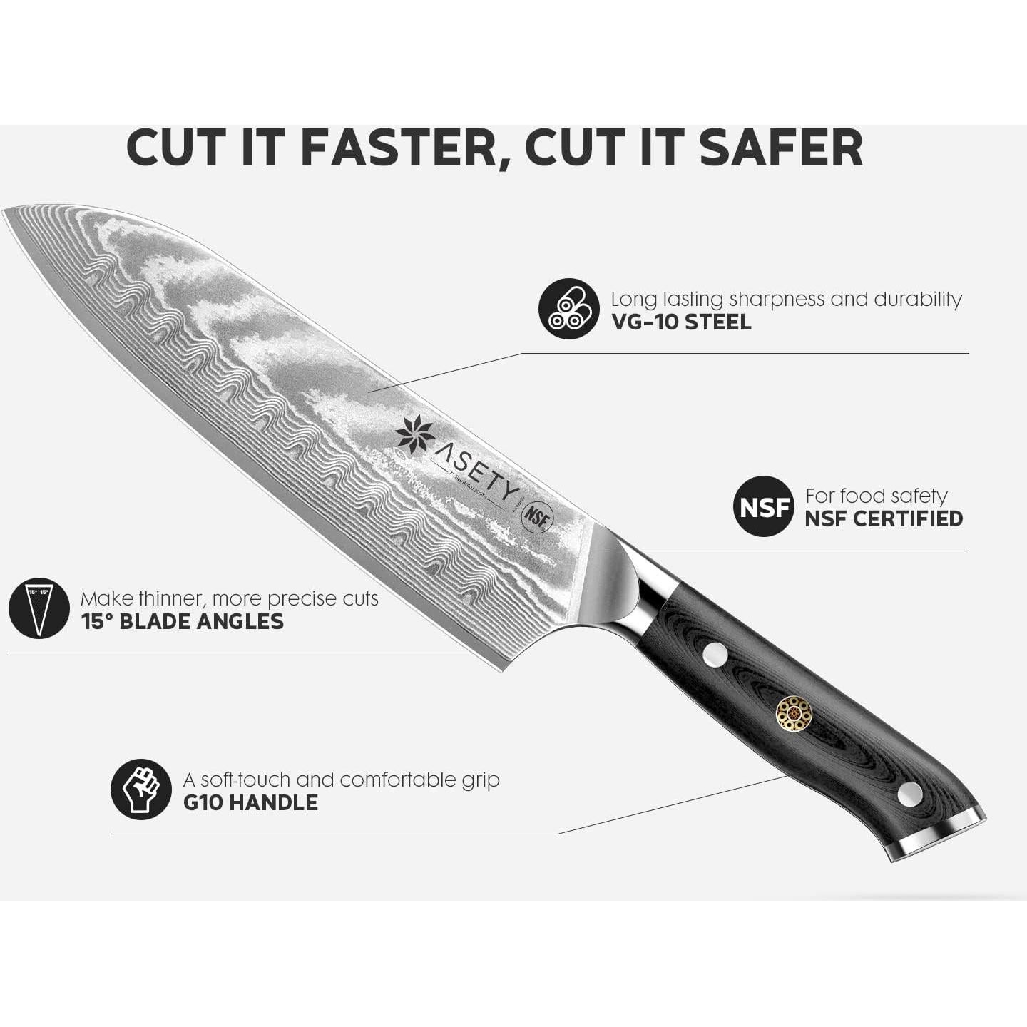 Juego de Cuchillos de Cocina ASETY 3 PCS Damasco VG10