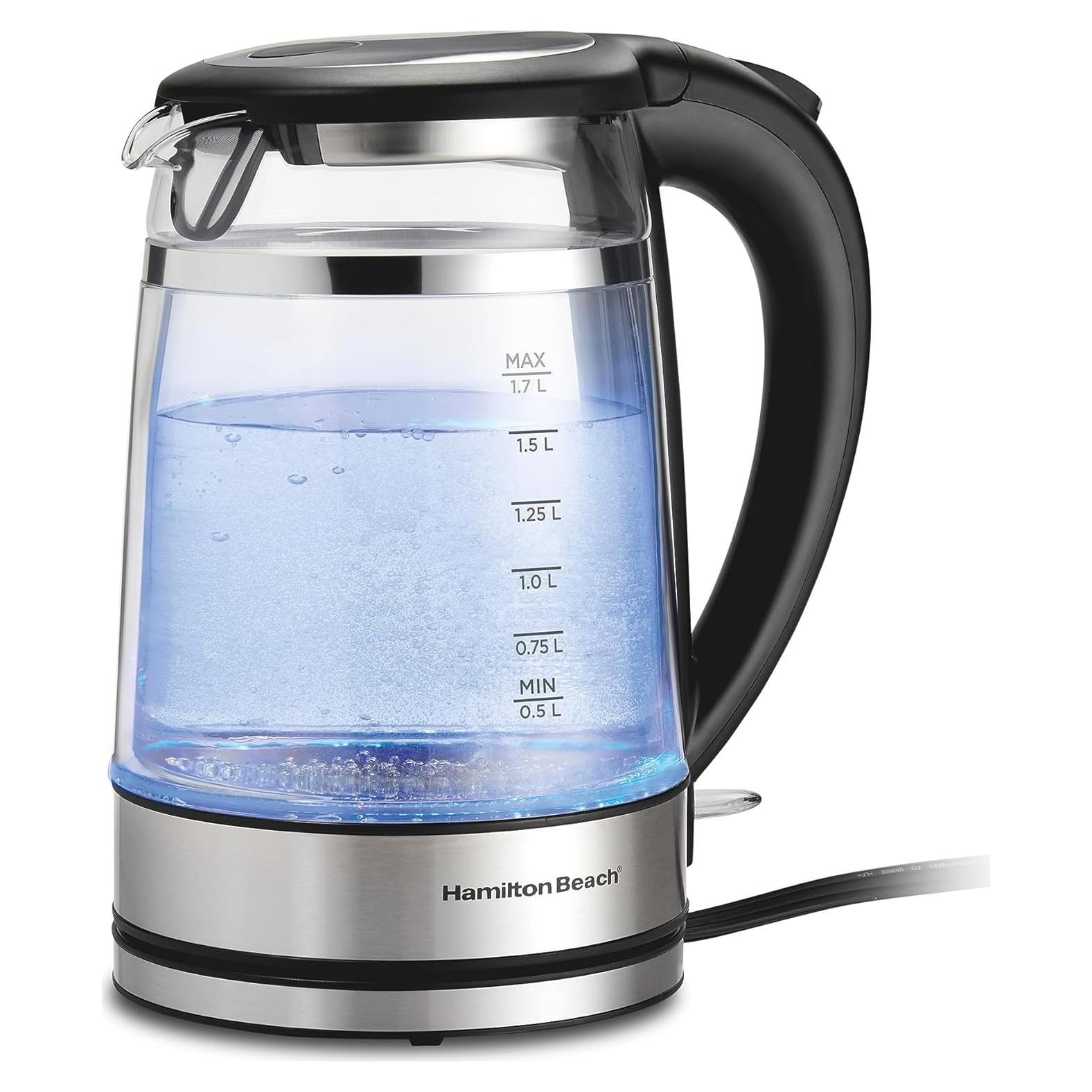 Hervidor Eléctrico Hamilton Beach 1.7L Doble Pared Vidrio