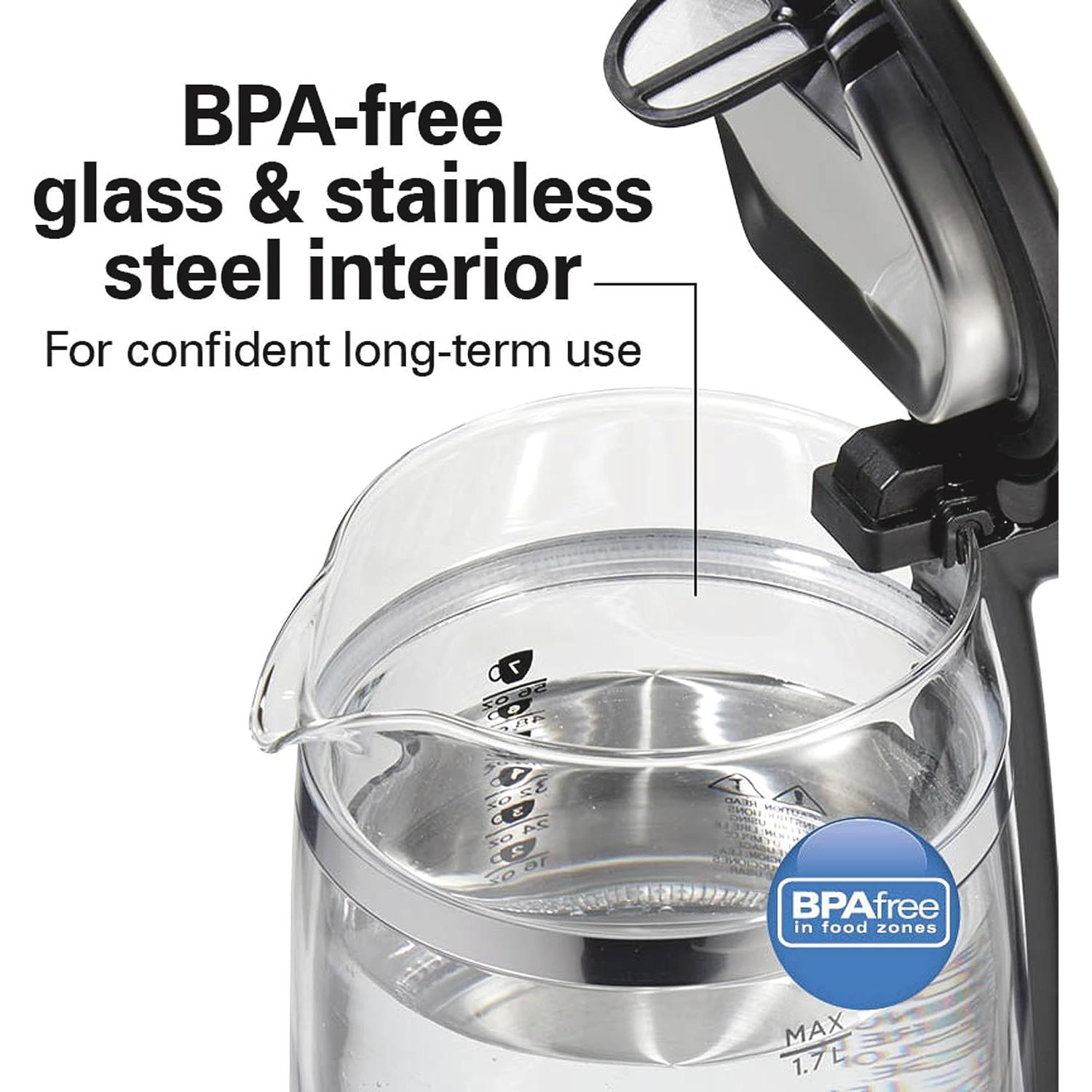 Hervidor Eléctrico Hamilton Beach 1.7L Doble Pared Vidrio