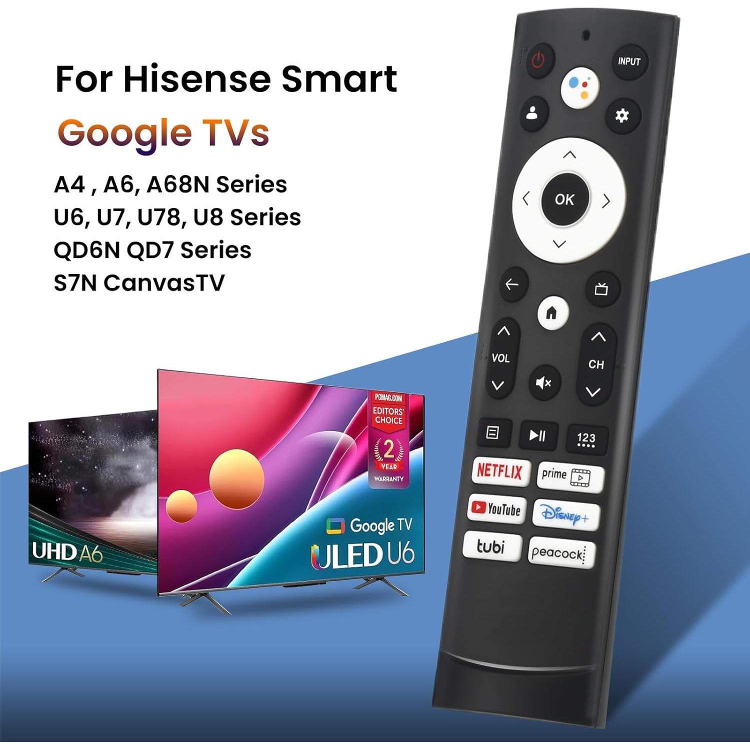 Control Remoto de Voz Hisense ERF3M90H para Google TV 4K UHD