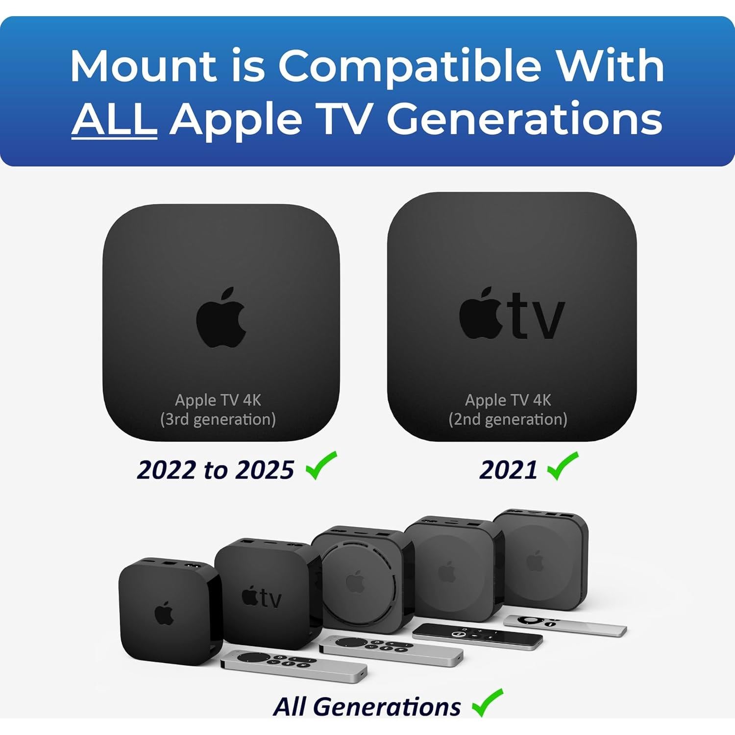 Soporte Básico Negro ReliaMount para Apple TV 4K - Sin Agujeros