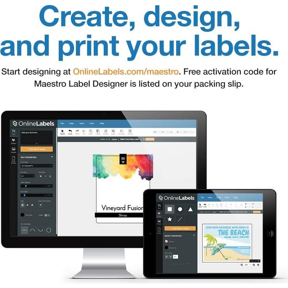 Papel de Etiquetas de Poliéster Impermeable OnlineLabels 25 Hojas