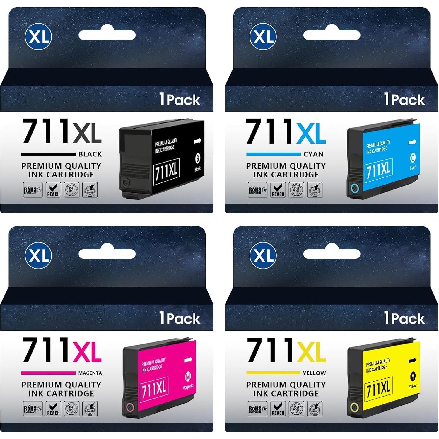 Cartuchos de Tinta HP 711XL Eston 4 Paquetes para DesignJet