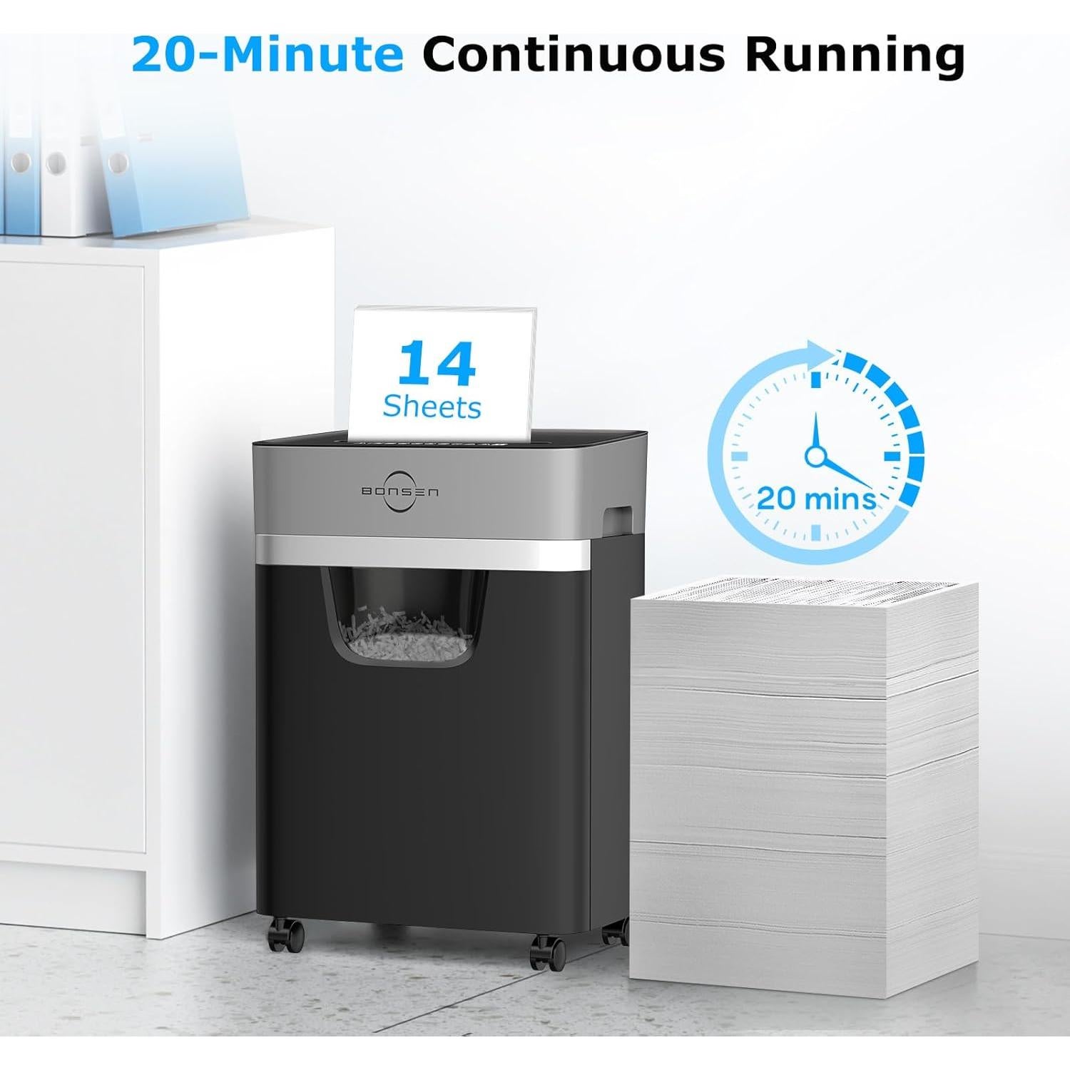 Trituradora de Papel BONSEN S3112 Corte Cruzado 14 Hojas