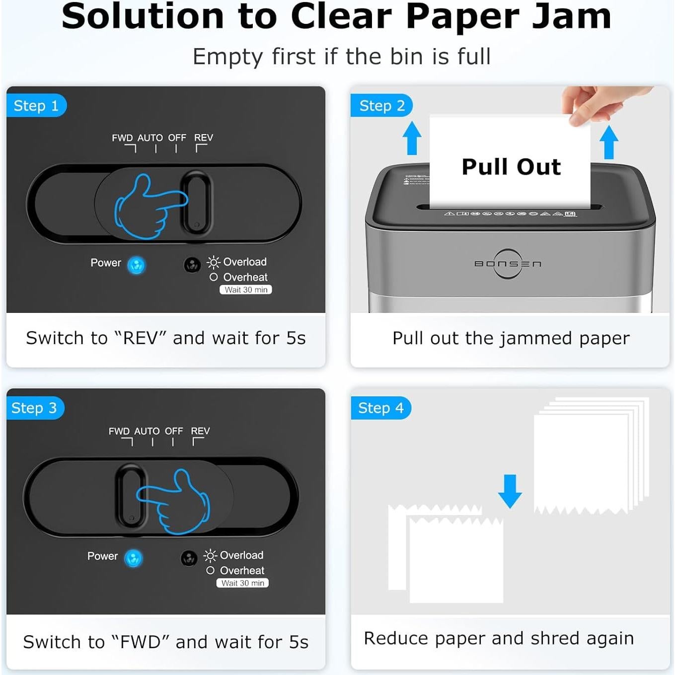 Trituradora de Papel BONSEN S3112 Corte Cruzado 14 Hojas