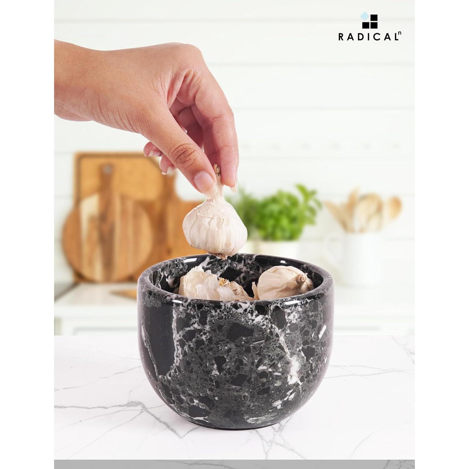 Contenedor de Ajo de Mármol Radicaln 11.4 cm Negro