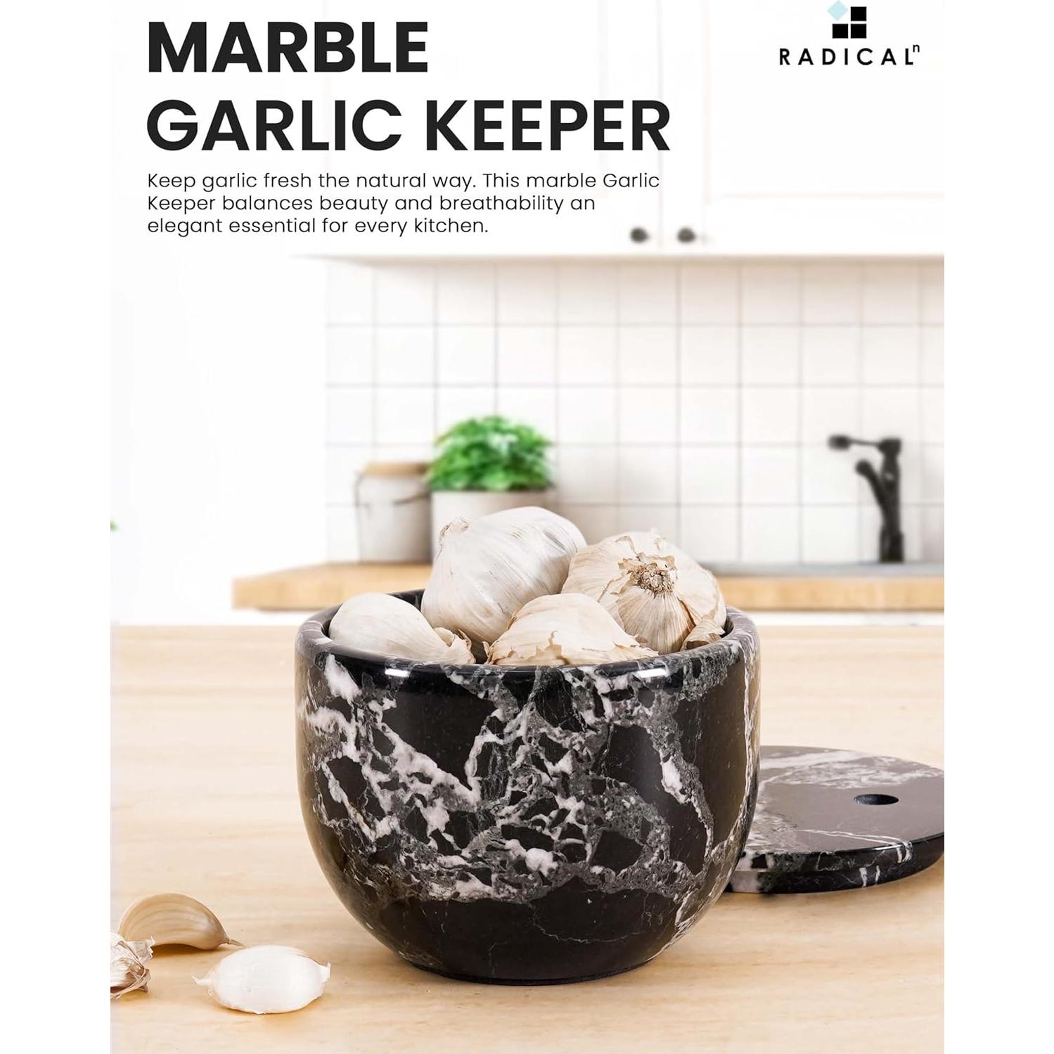 Contenedor de Ajo de Mármol Radicaln 11.4 cm Negro