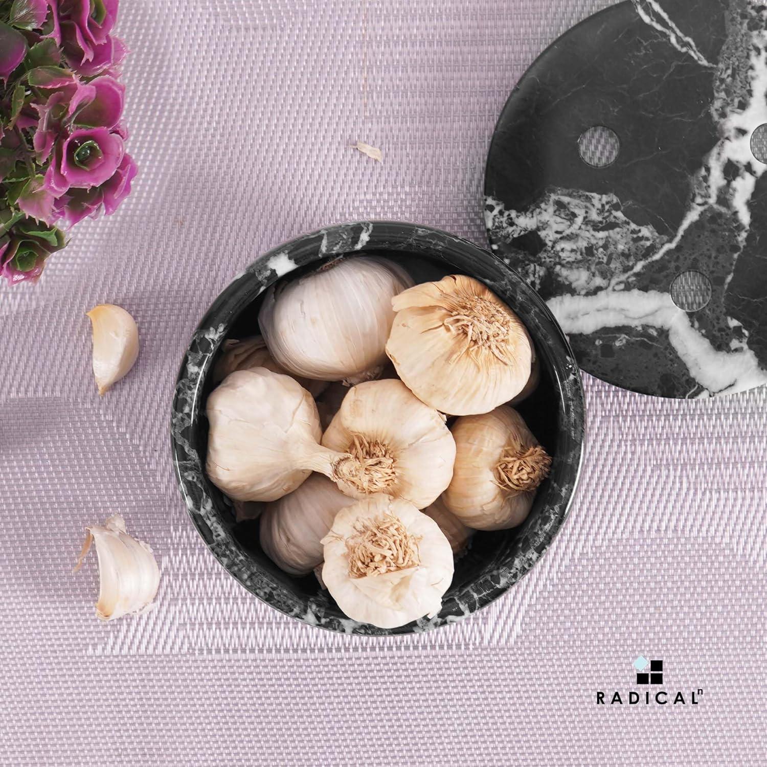 Contenedor de Ajo de Mármol Radicaln 11.4 cm Negro