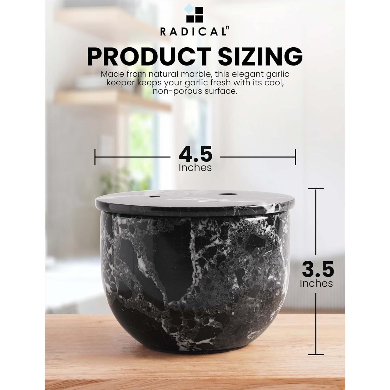 Contenedor de Ajo de Mármol Radicaln 11.4 cm Negro