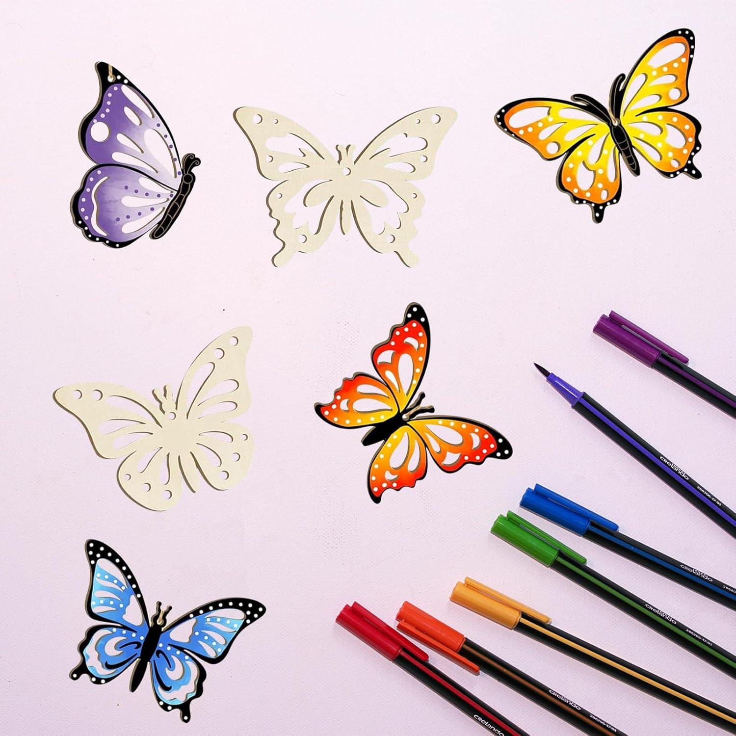 18 Piezas Adornos de Madera Hewyom para Pintar Mariposas