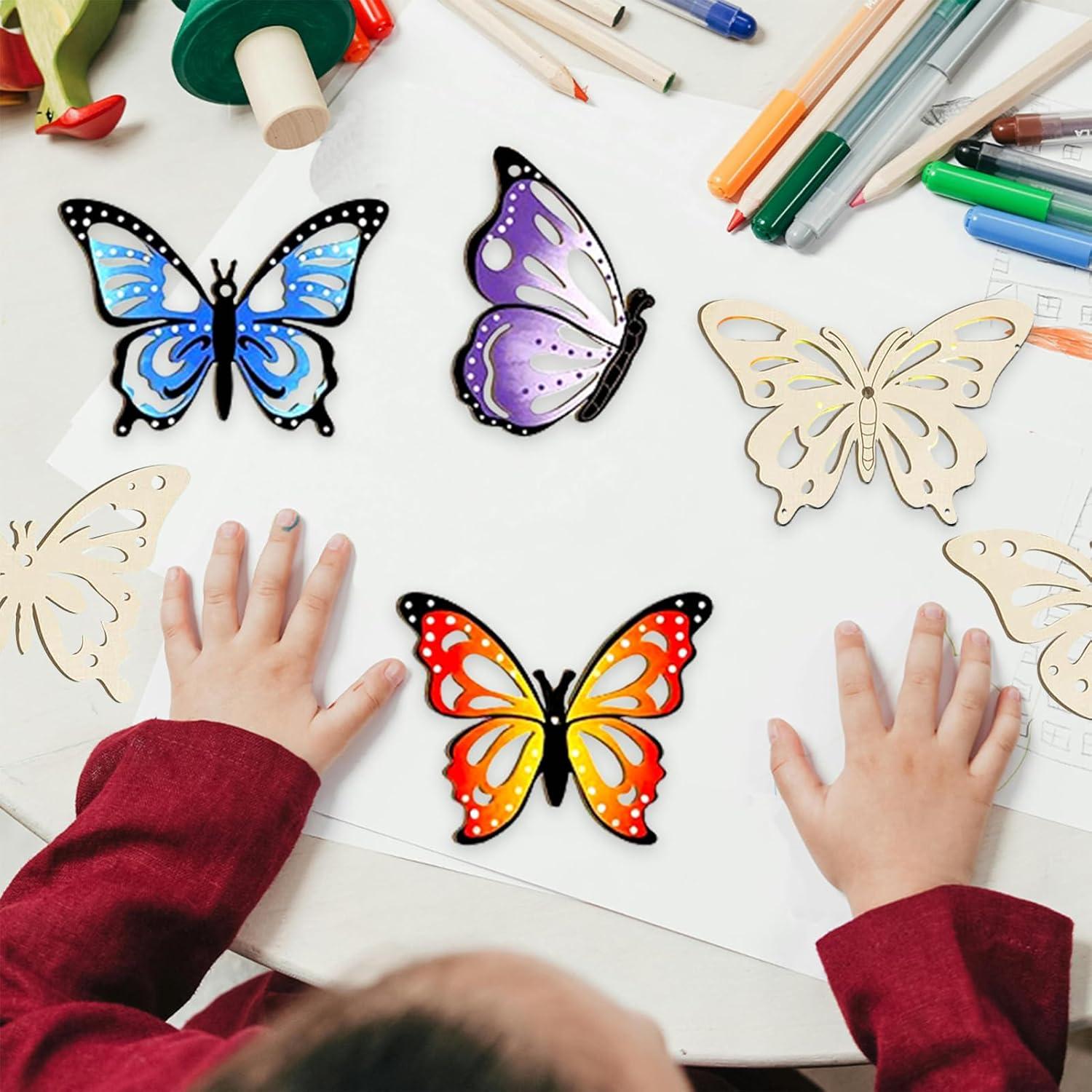 18 Piezas Adornos de Madera Hewyom para Pintar Mariposas