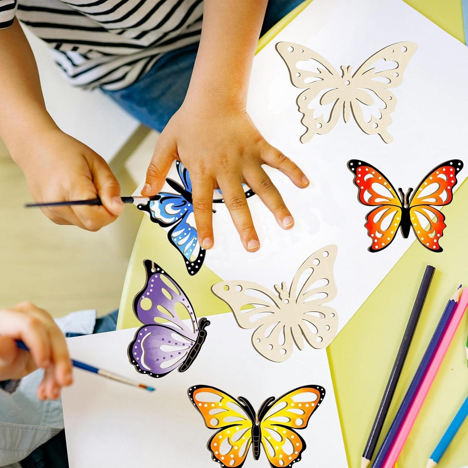 18 Piezas Adornos de Madera Hewyom para Pintar Mariposas
