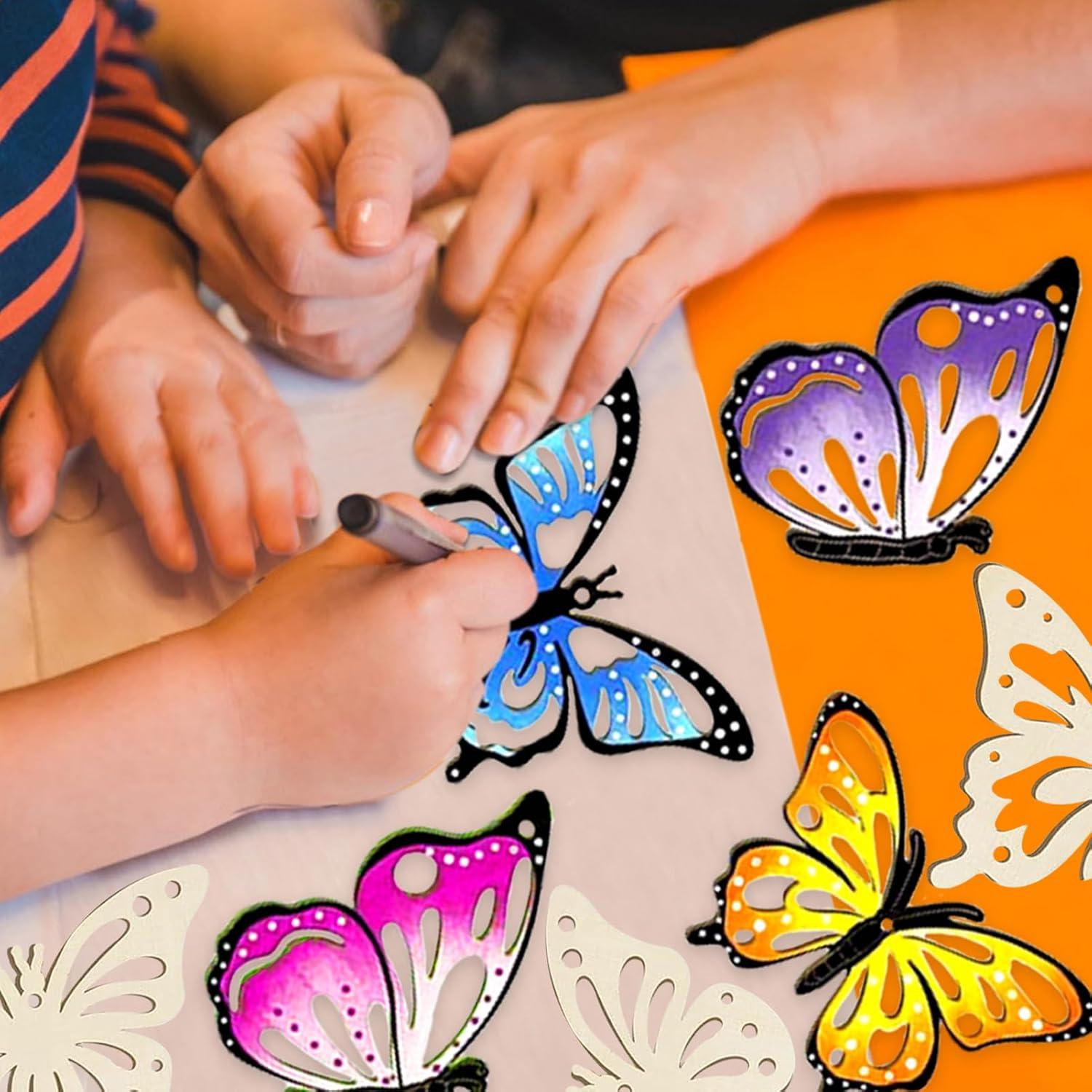 18 Piezas Adornos de Madera Hewyom para Pintar Mariposas