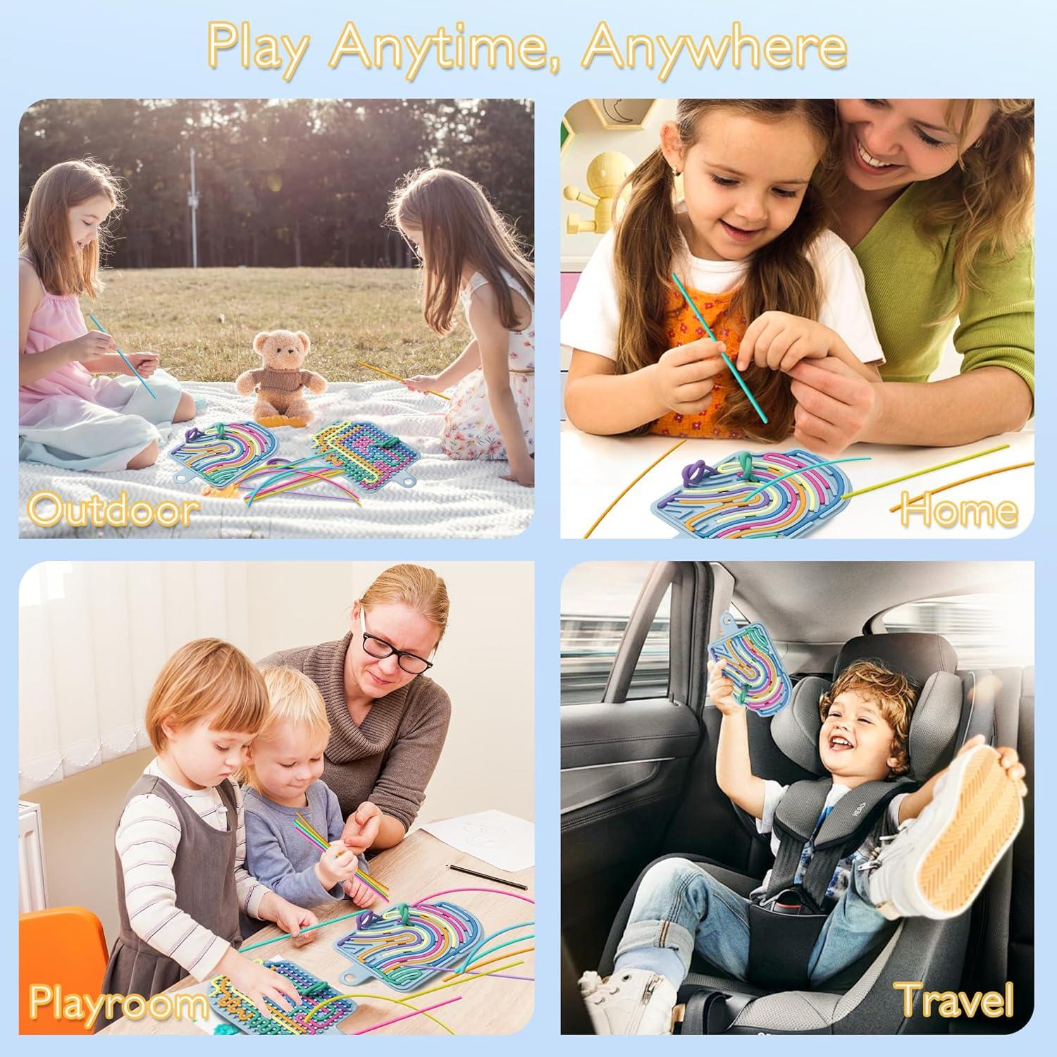 Tablero Sensorial Antiestrés de Silicona Azul con 12 Cuerdas