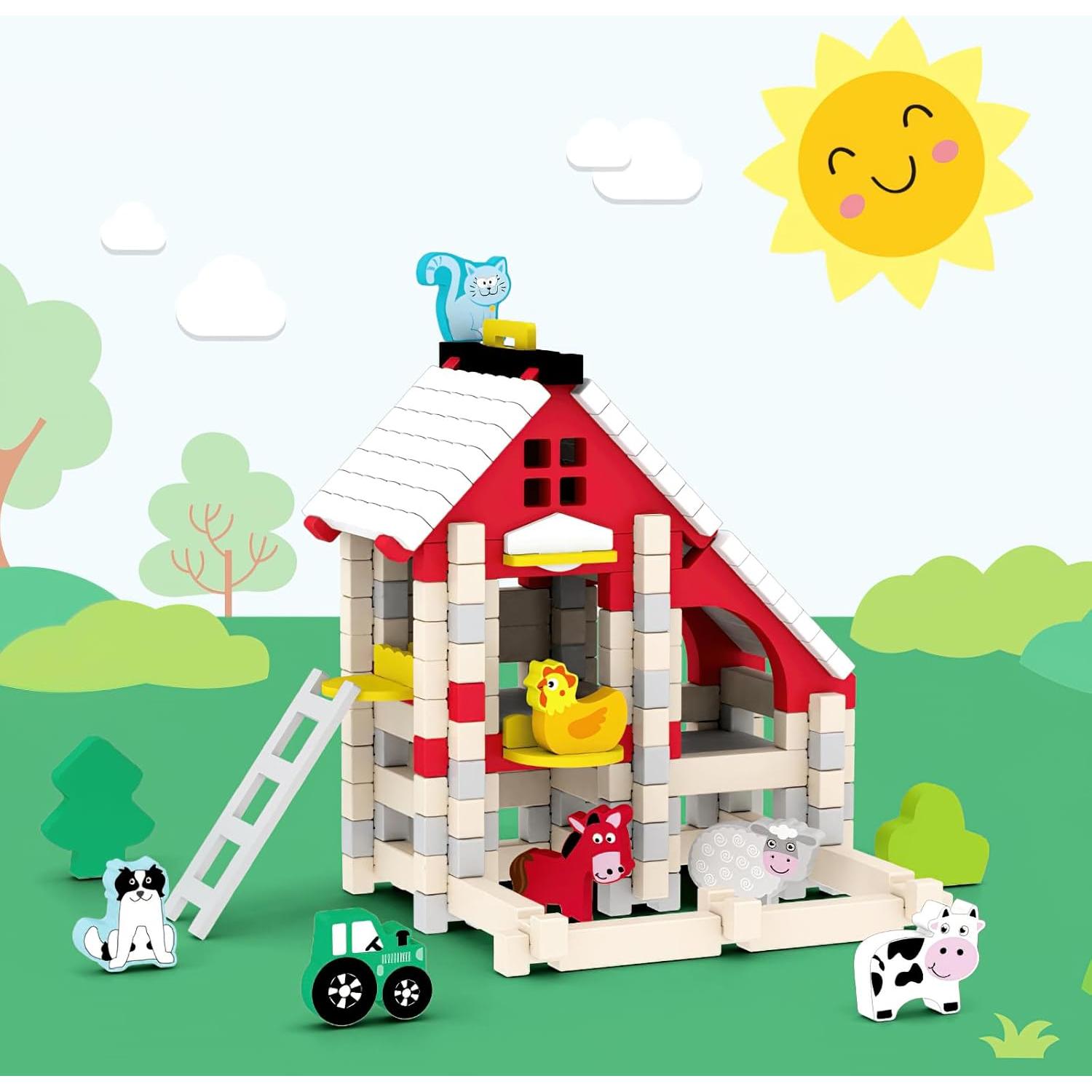 Juego de Bloques de Madera MIKNEKE 50 Piezas para Niños 3+