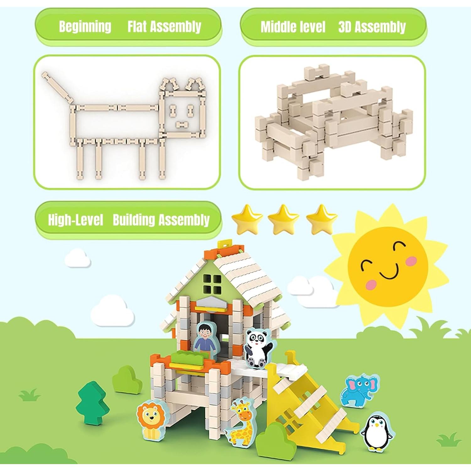 Juego de Bloques de Madera MIKNEKE 50 Piezas para Niños 3+