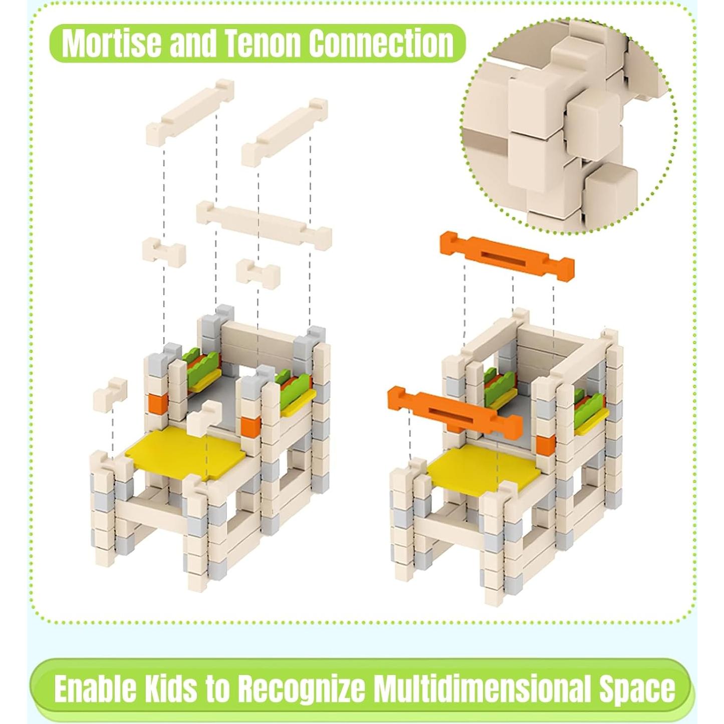 Juego de Bloques de Madera MIKNEKE 50 Piezas para Niños 3+