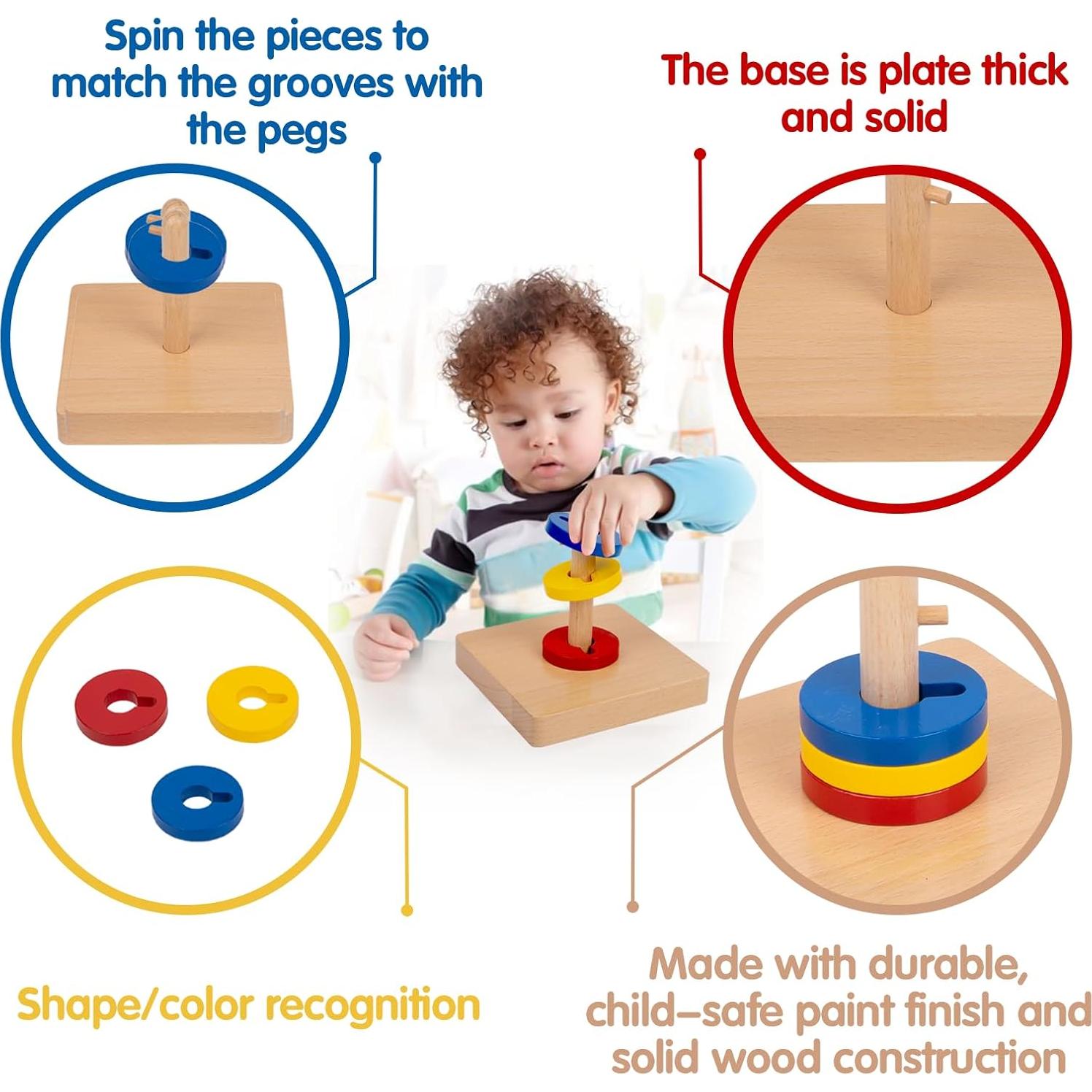 Juguete de Madera Adena Montessori para Clasificar y Girar