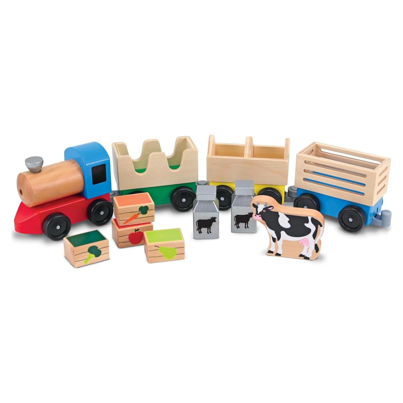 Juego de Tren de Madera Melissa & Doug - 3 Coches Intercambiables