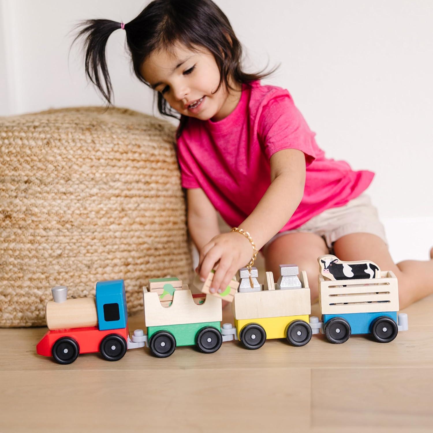Juego de Tren de Madera Melissa & Doug - 3 Coches Intercambiables