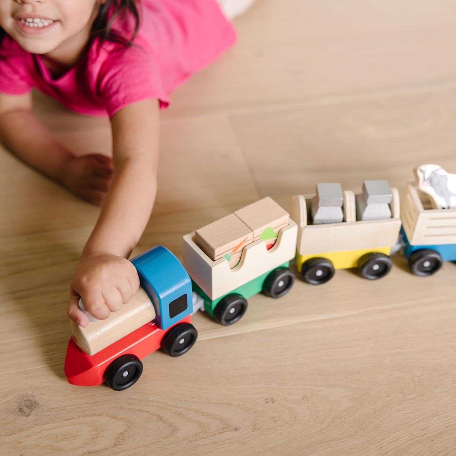 Juego de Tren de Madera Melissa & Doug - 3 Coches Intercambiables