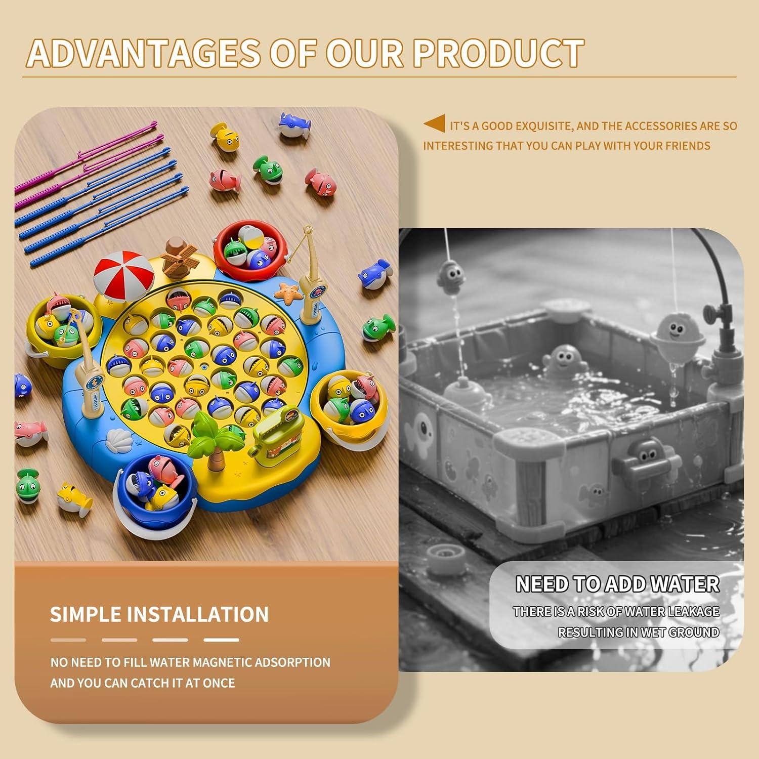 Juego de Pesca Magnético 66 PCS OCÉANO NARANJA para Niños 3-6 Años