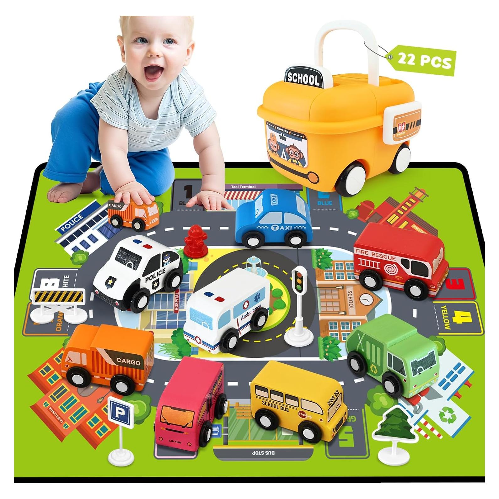 Set de Juguetes de Coches de Madera Vinkp - 22 Piezas Educativas
