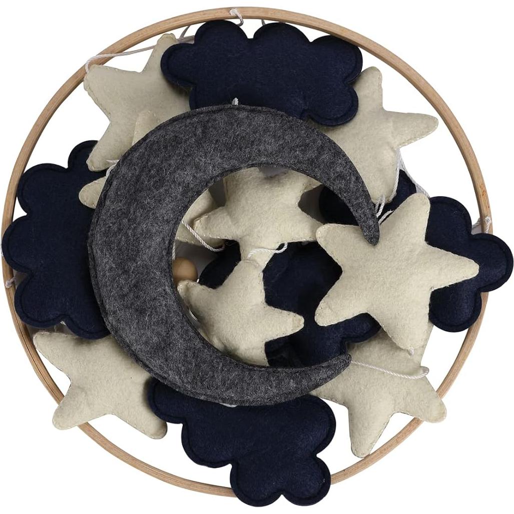 Móvil de Cuna Hecho a Mano EmmnNic Azul Estrellas Nubes