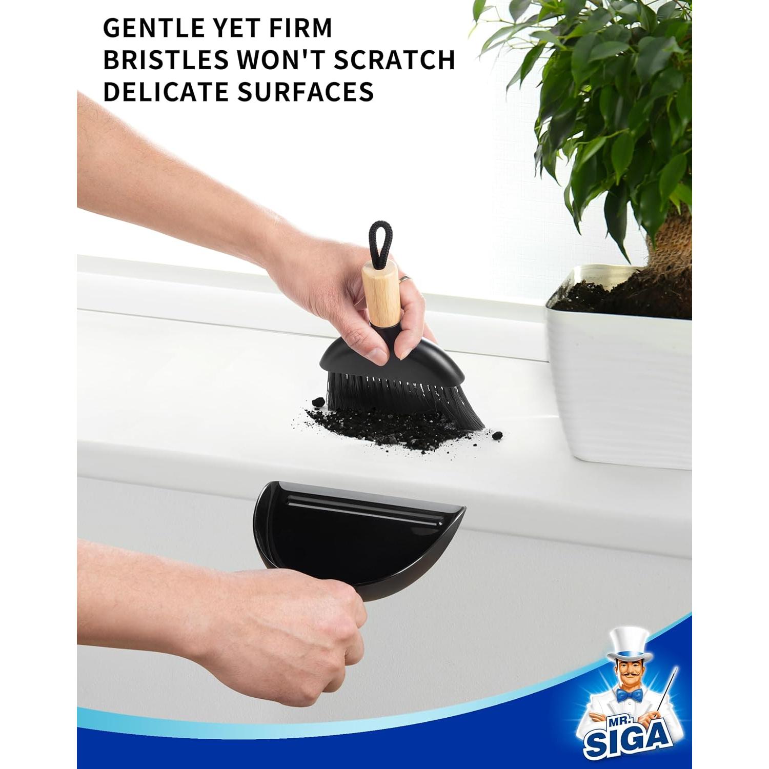 Conjunto Mini Recogedor y Cepillo MR.SIGA, Mango de Bambú