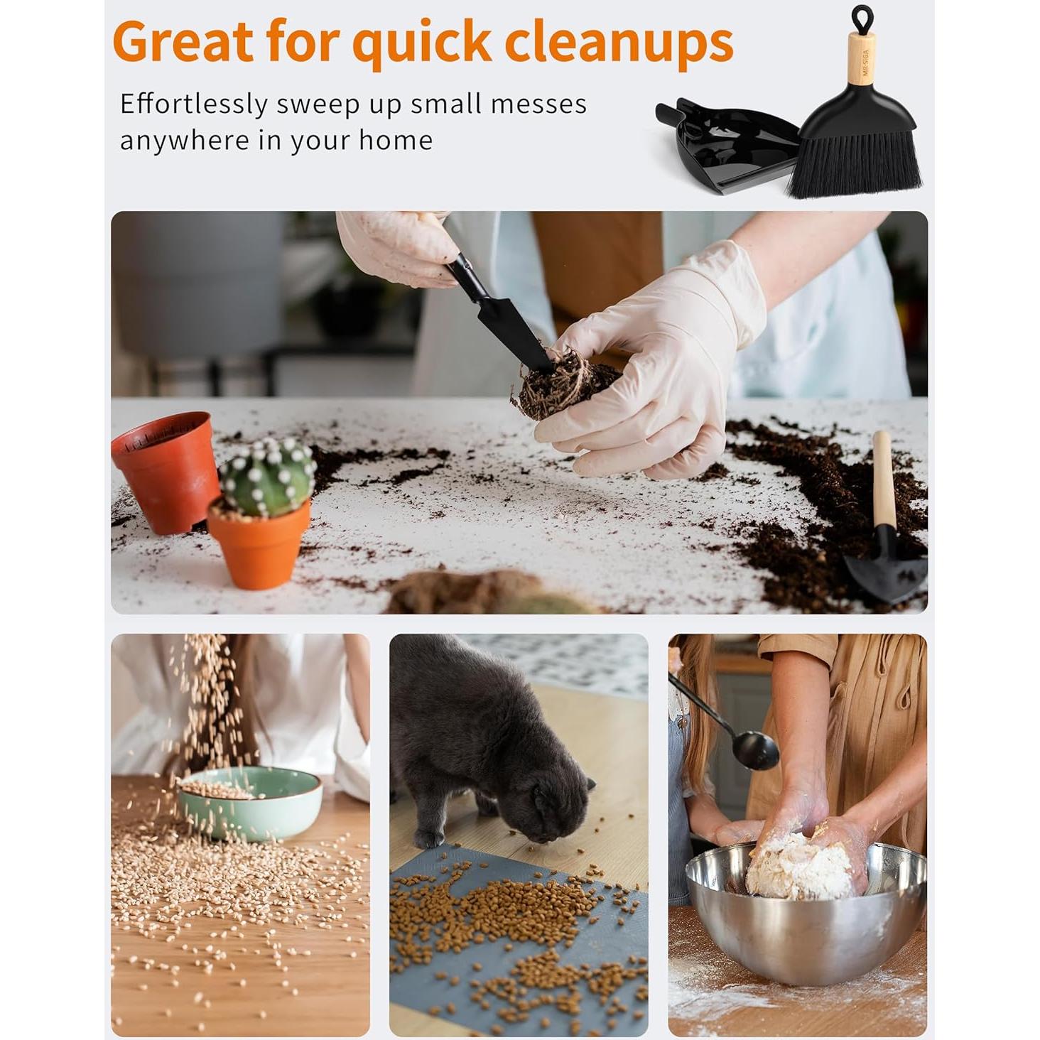 Conjunto Mini Recogedor y Cepillo MR.SIGA, Mango de Bambú