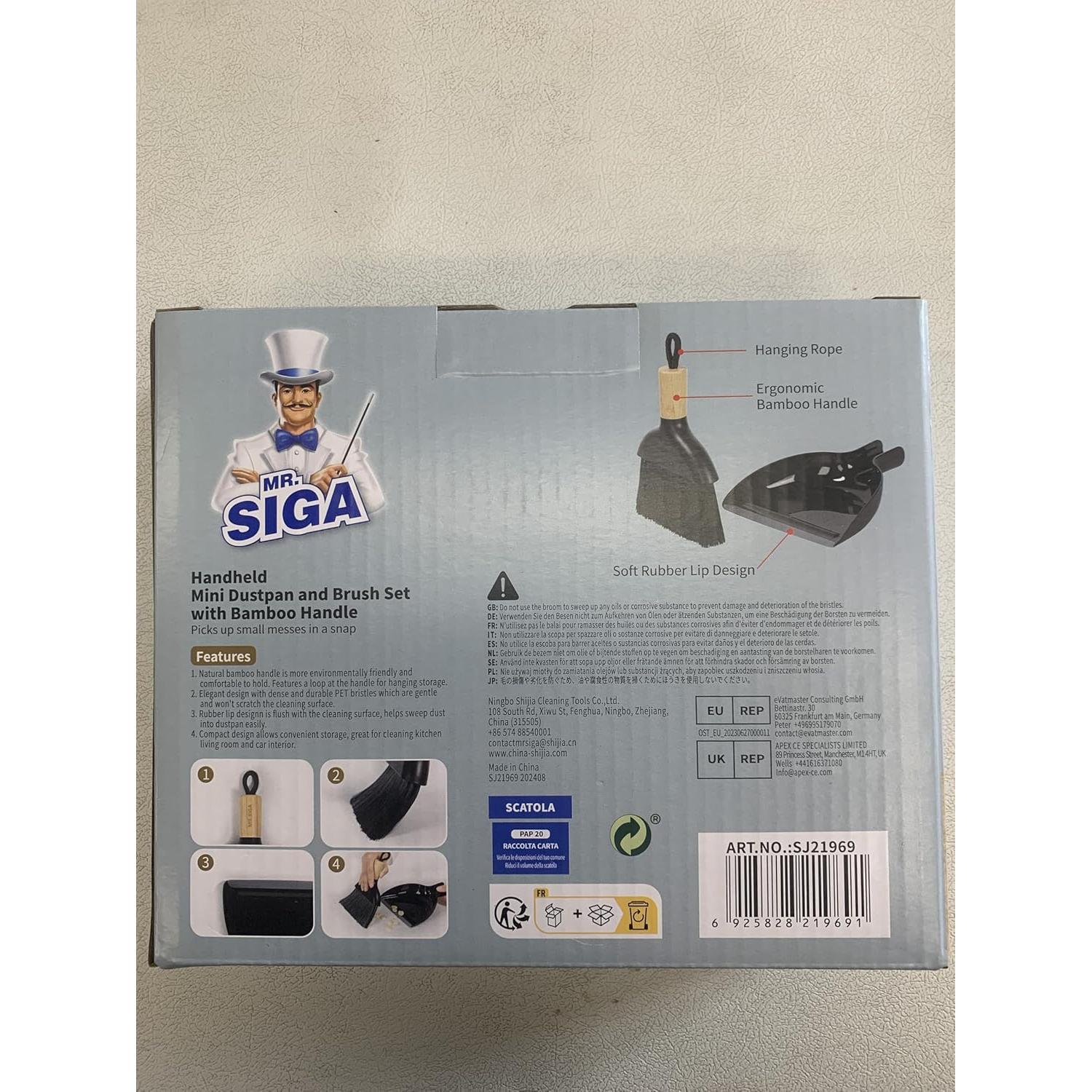 Conjunto Mini Recogedor y Cepillo MR.SIGA, Mango de Bambú