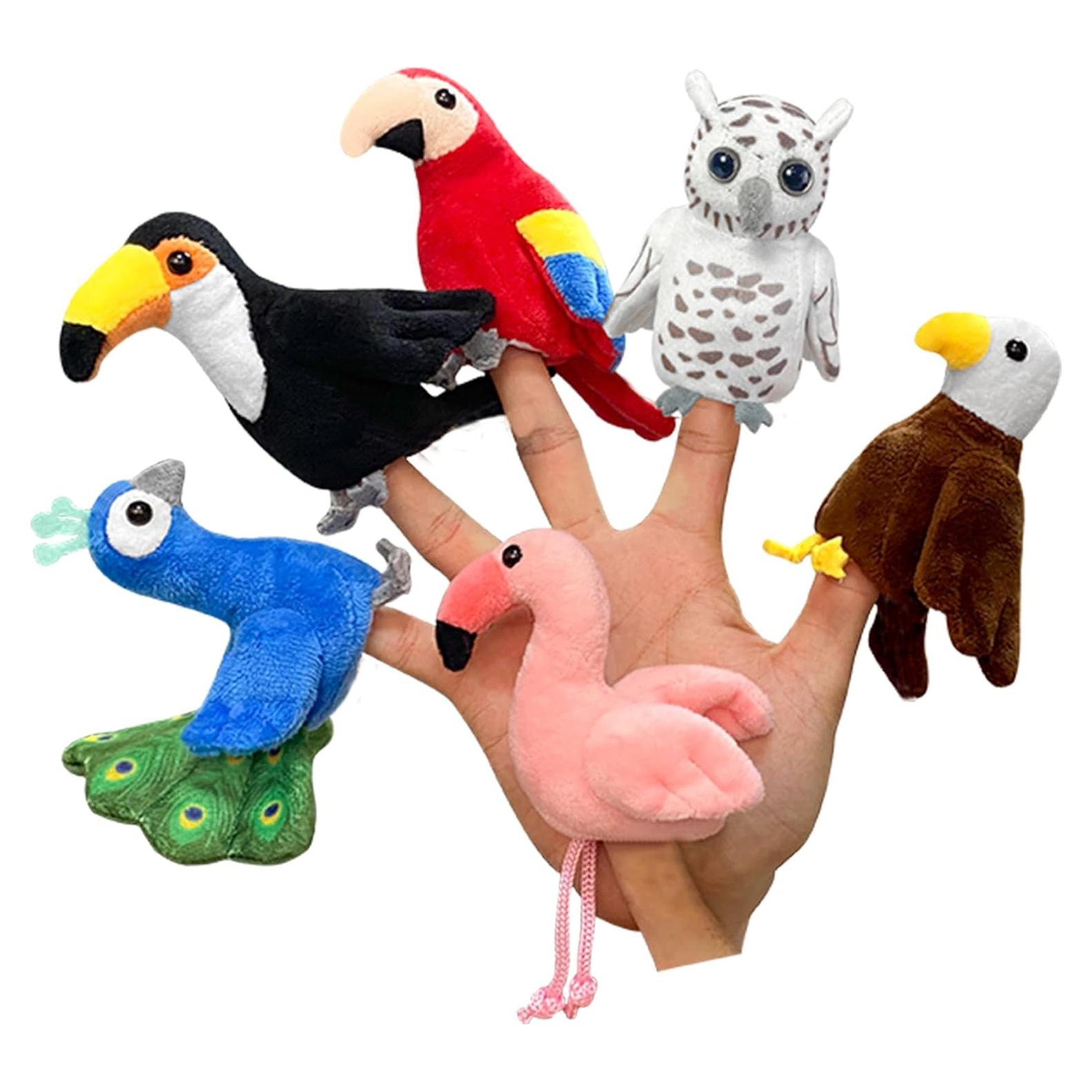 Juego de 6 Marionetas de Dedo de Pájaro JUSTQUNSEEN