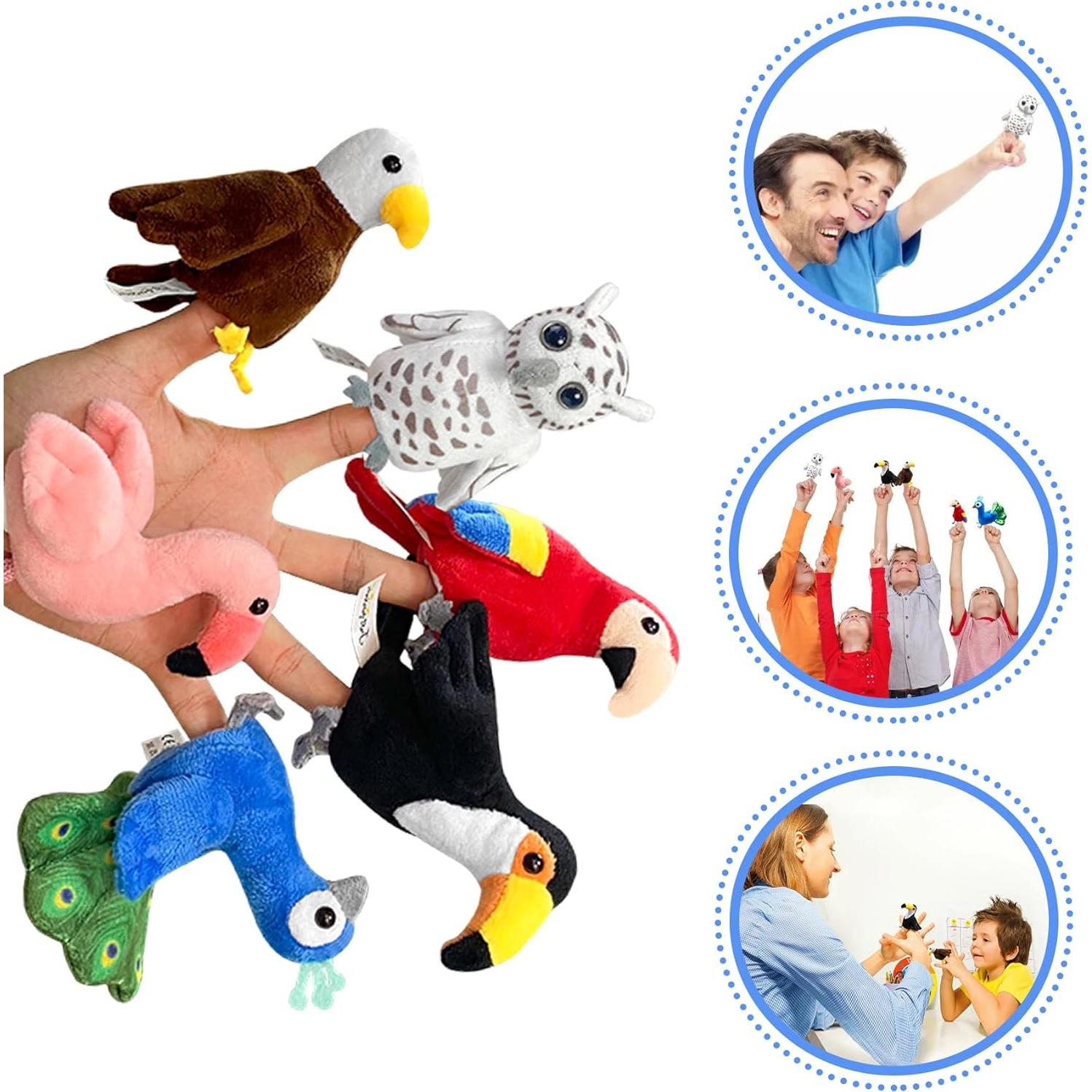 Juego de 6 Marionetas de Dedo de Pájaro JUSTQUNSEEN