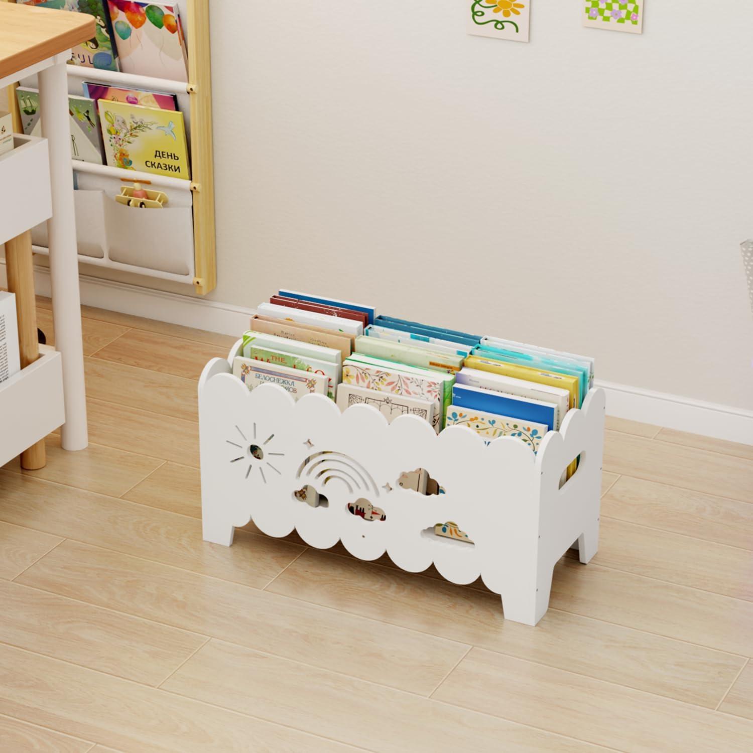 Estantería Montessori de Madera para Niños Blanca 1 Capa