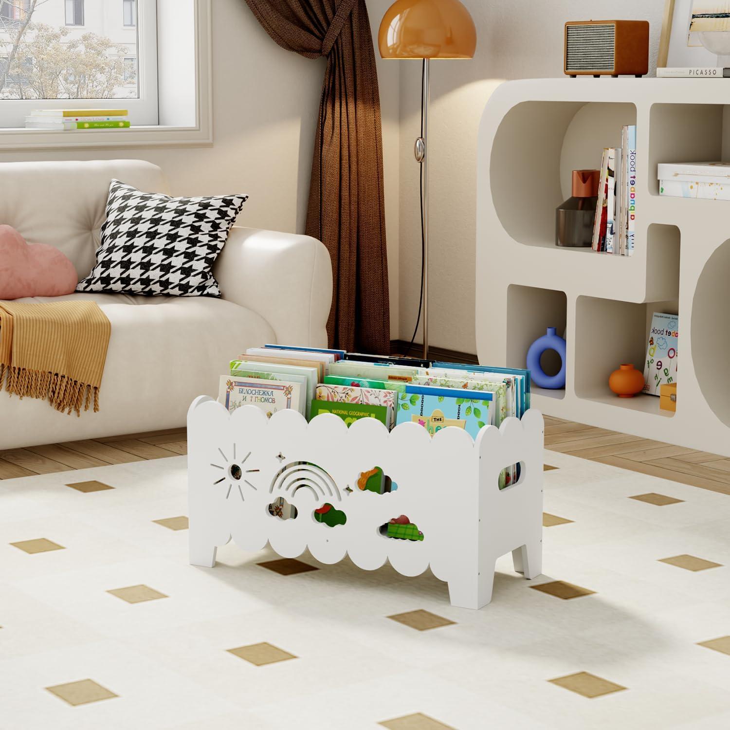 Estantería Montessori de Madera para Niños Blanca 1 Capa