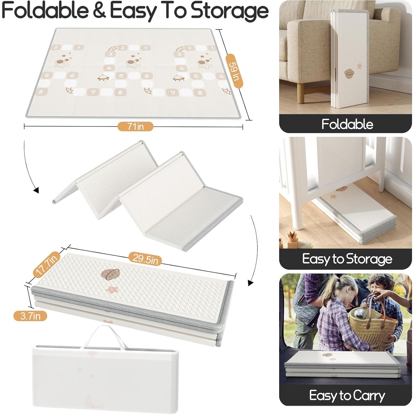 Alfombra de Juego Mloong 180x150 cm Impermeable y Plegable