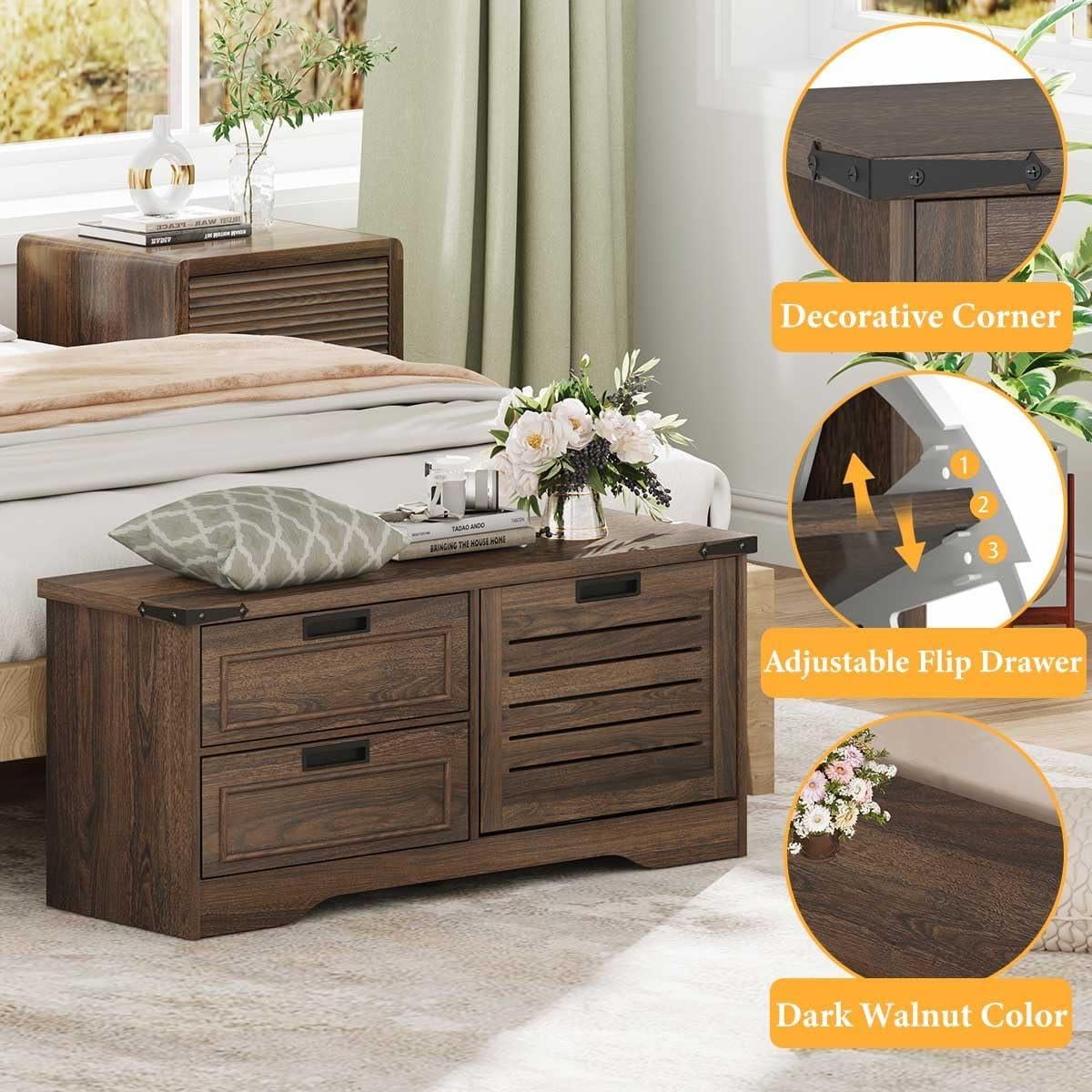 Banco de Almacenamiento FATORRI para Zapatos Nuez Oscura