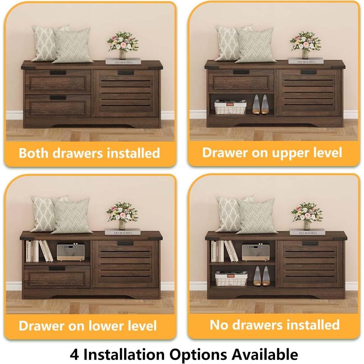 Banco de Almacenamiento FATORRI para Zapatos Nuez Oscura