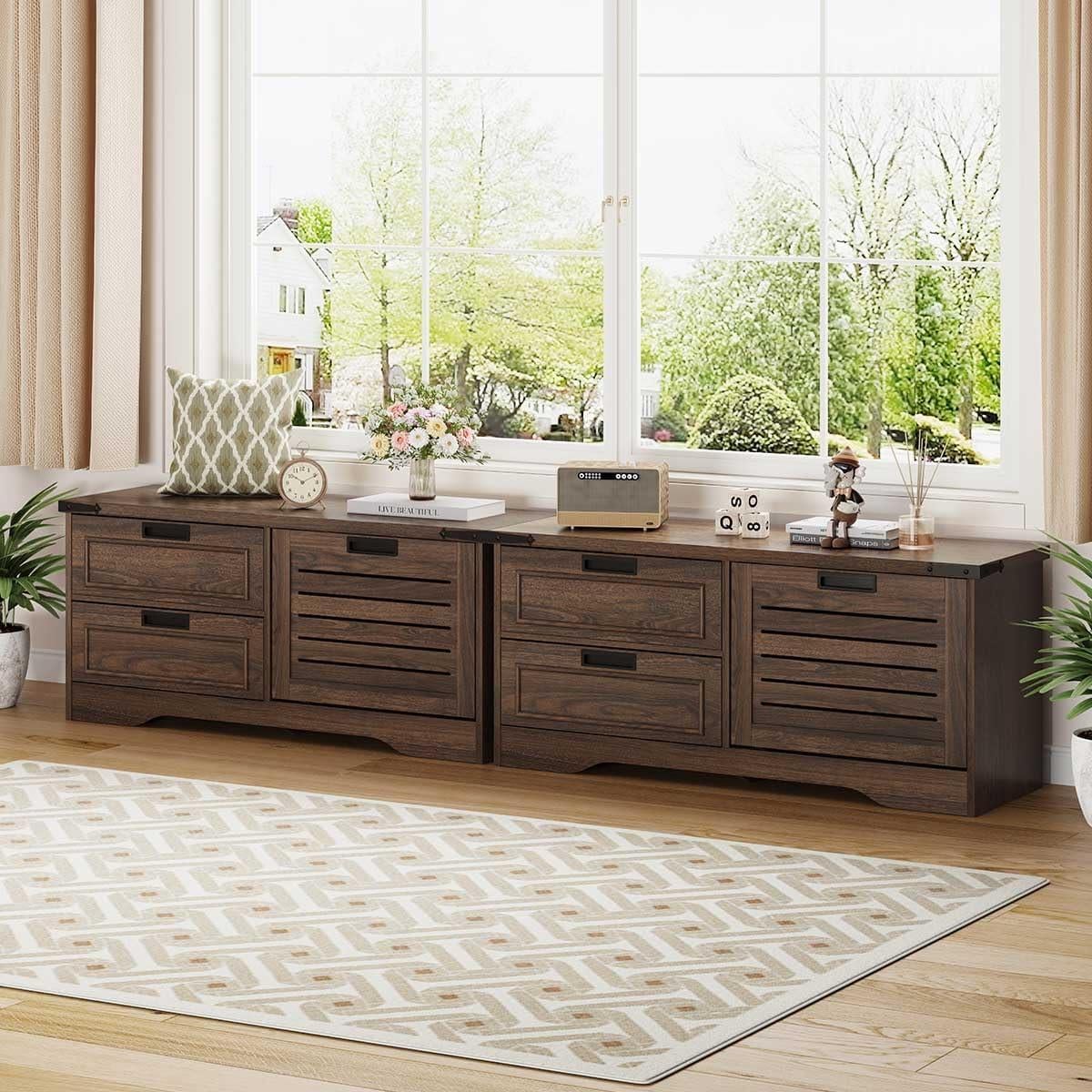 Banco de Almacenamiento FATORRI para Zapatos Nuez Oscura