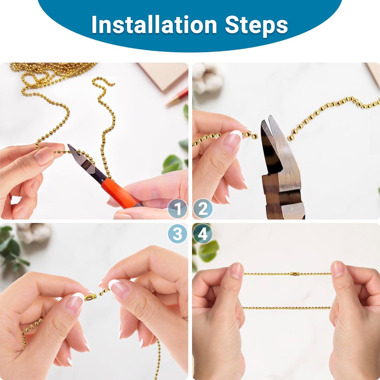 Cadena de bola de metal 10.06m 2.4mm con 30 conectores - Negro