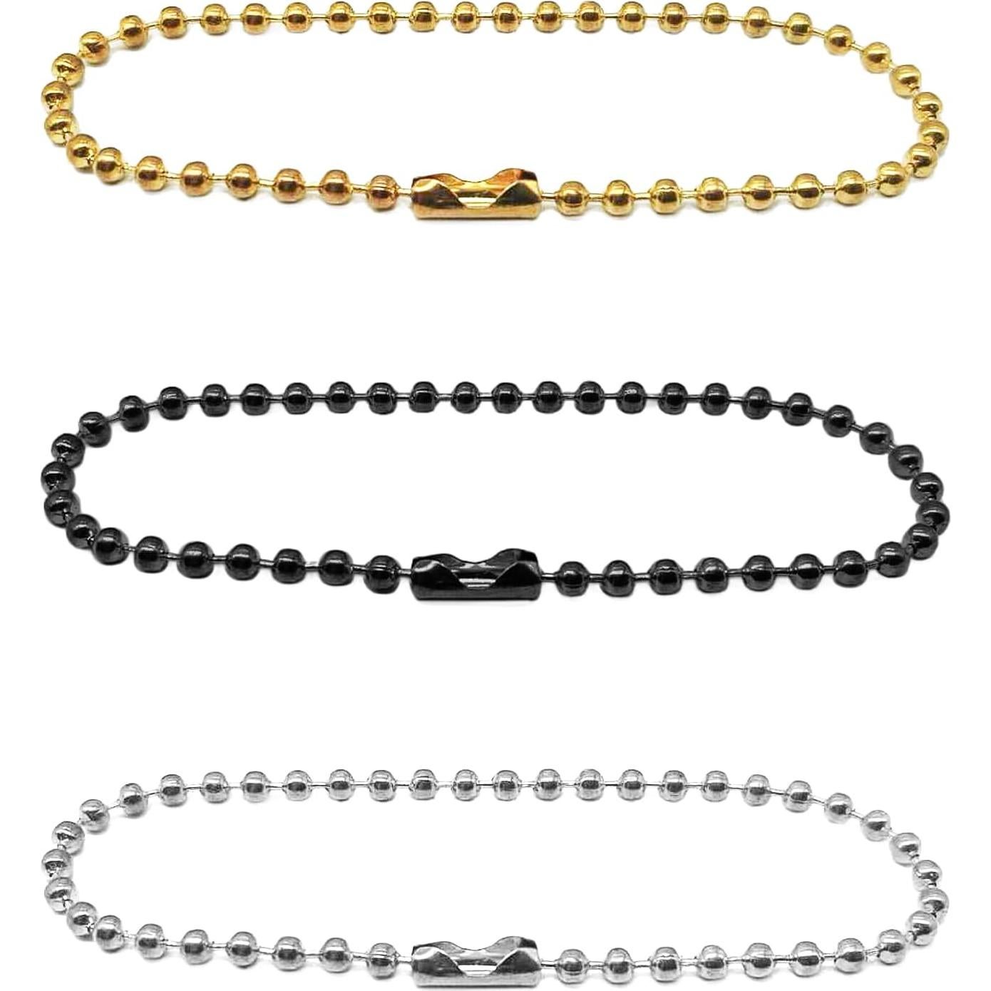 Cadena de bola de metal 10.06m 2.4mm con 30 conectores - Negro