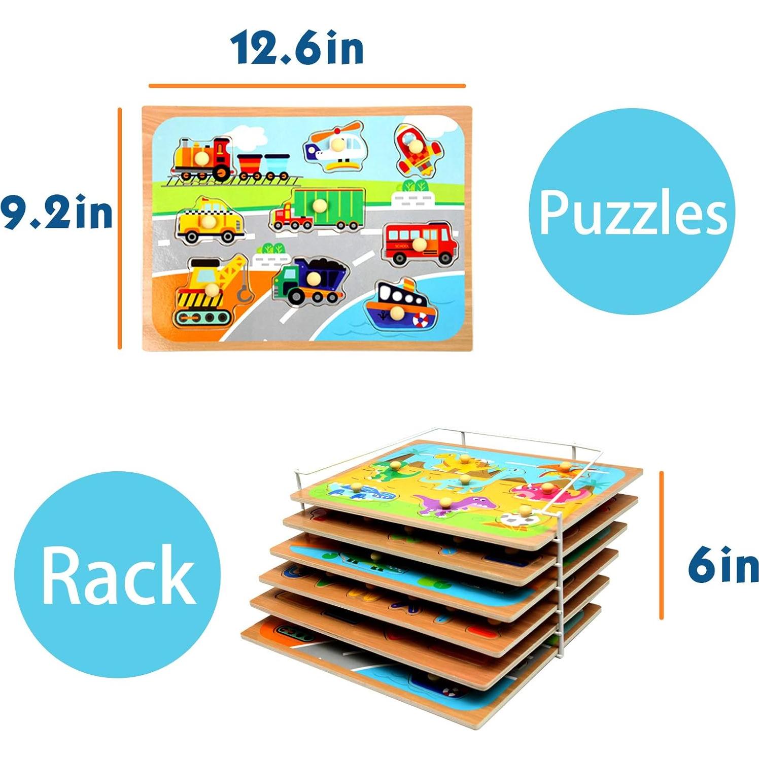 Rompecabezas Educativo de Madera WOOD CITY con Estante 6 Temas