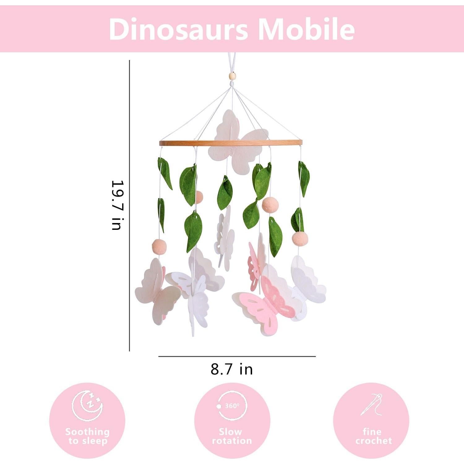 Móvil de mariposa Vlokup para cuna rosa y blanco 25.1x2.5 cm