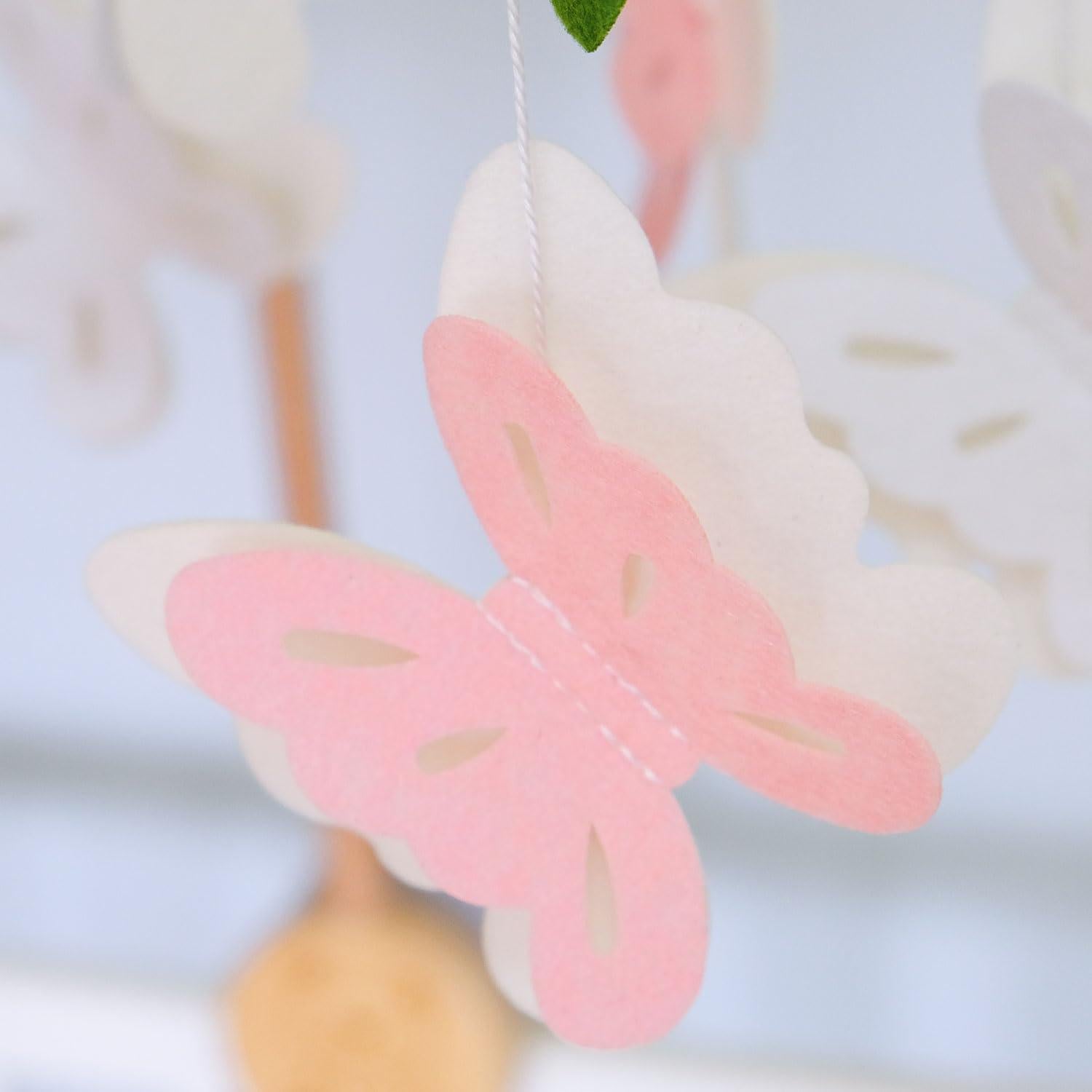 Móvil de mariposa Vlokup para cuna rosa y blanco 25.1x2.5 cm