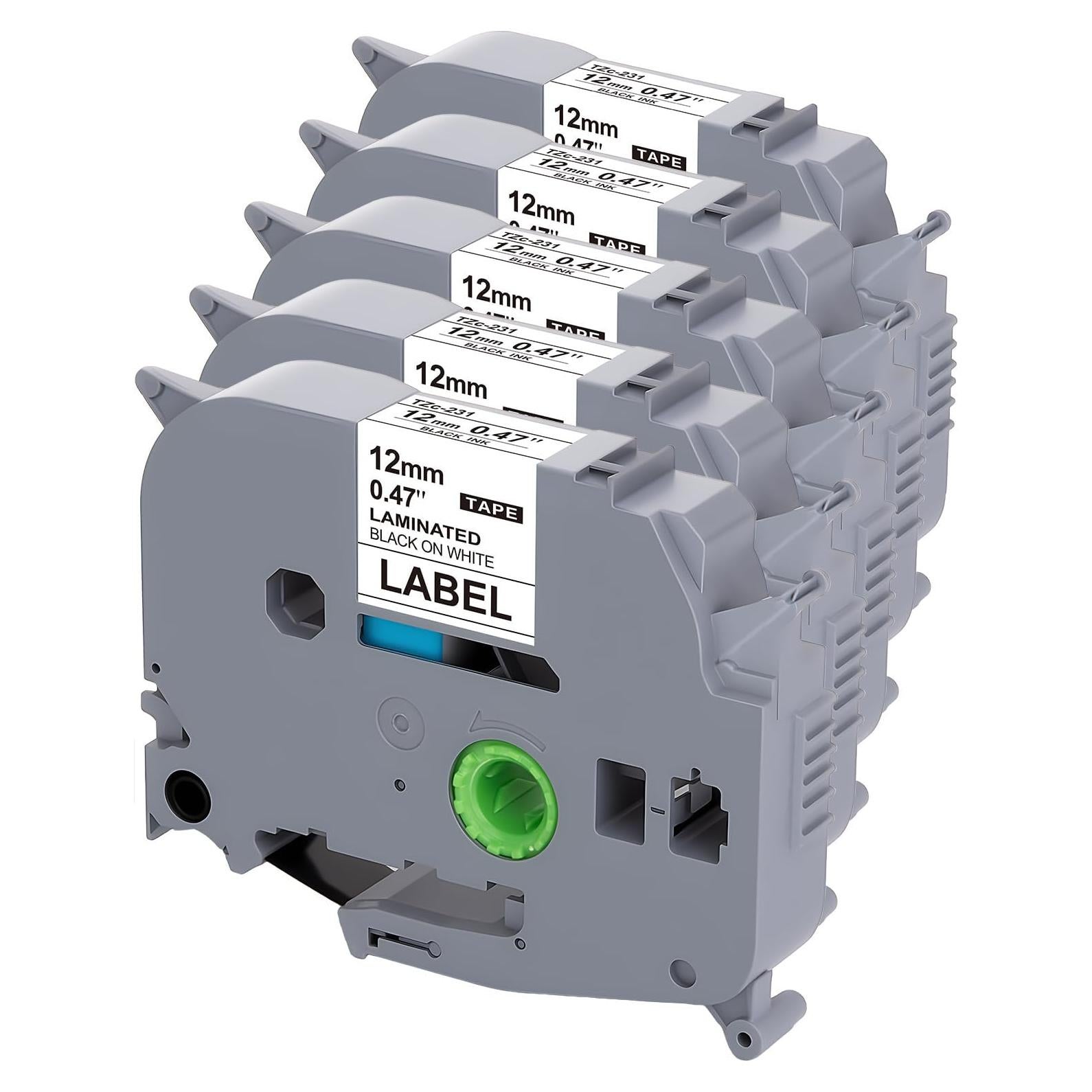 Cintas de Etiquetas Weemay 5-Pack 12mm Laminadas Blancas TZe 231