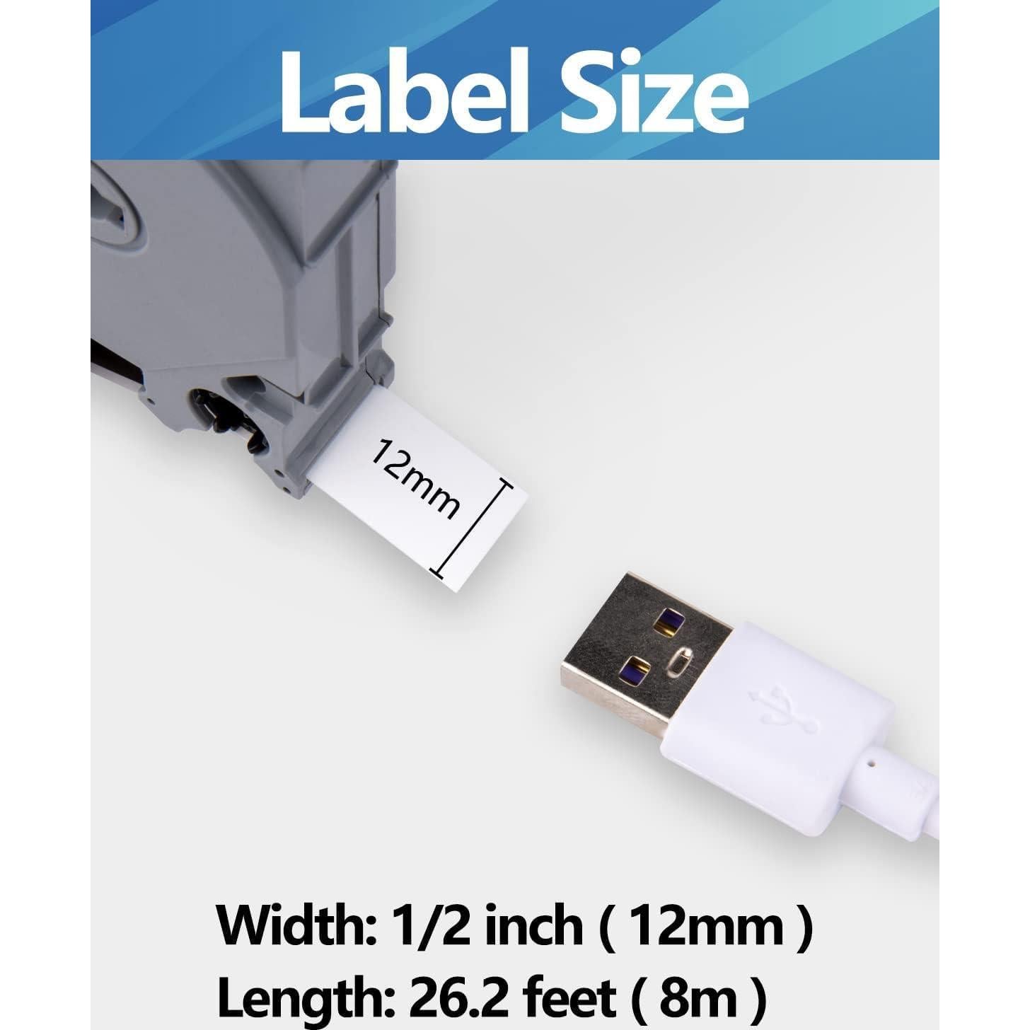 Cintas de Etiquetas Weemay 5-Pack 12mm Laminadas Blancas TZe 231