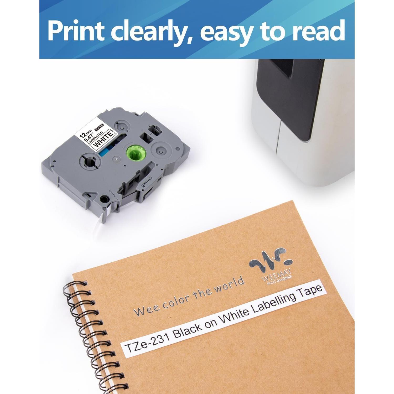 Cintas de Etiquetas Weemay 5-Pack 12mm Laminadas Blancas TZe 231
